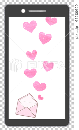 スマホ ハート ラブメールのイラスト素材