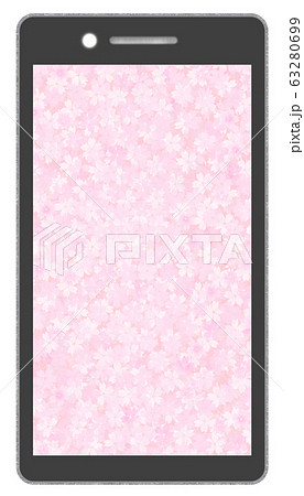 春のスマホ ピンクの桜の待ち受け画面のイラスト素材