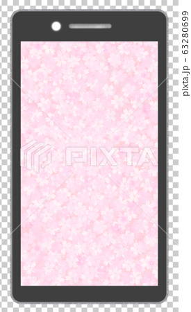 春のスマホ ピンクの桜の待ち受け画面のイラスト素材