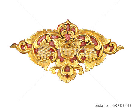 Pattern of wood carve gold paint for decoration on 63283243