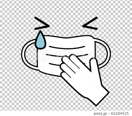 戴著面具的臉，手，咳嗽，打噴嚏，眼淚的插圖 63284525