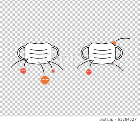 Mask and virus illustration, icons, prevention, through, infection, corona Mask and virus illustration, icons, prevention, through, infection, corona 63284527