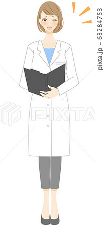 通院 健康診断 診察 相談に乗る女性のイラスト 白衣 働くのイラスト素材