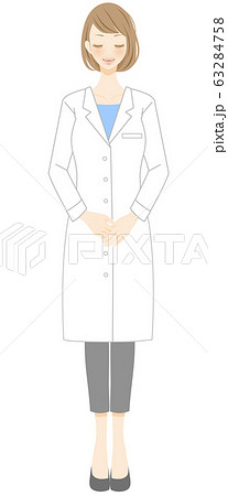 白衣を着た女性のイラスト 解決 笑う 病院 医師 産業医のイラスト素材