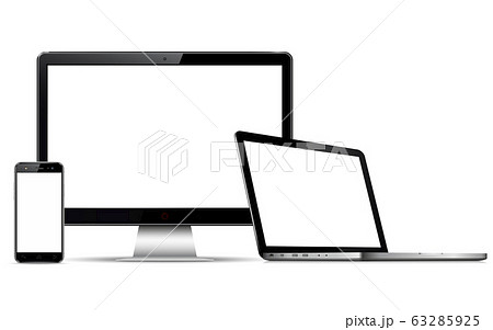 Computer monitor, laptop and mobile phone with blank screen 63285925