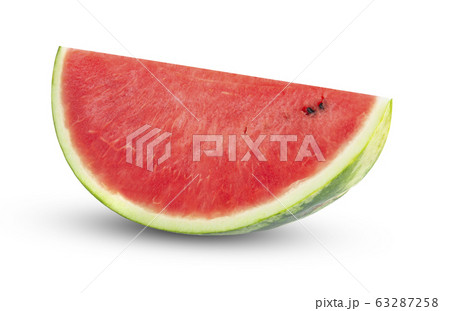 Slice of watermelon isolated on white background. 63287258