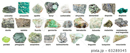set of various green rough stones with names set of various green rough stones with names 63289345
