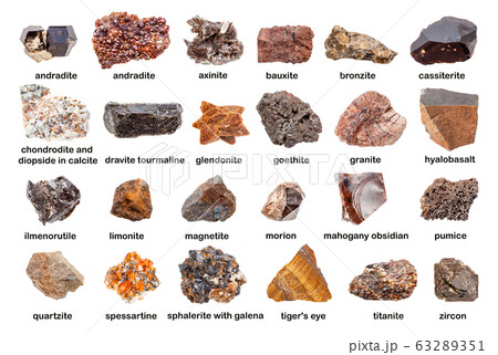 set of various brown unpolished stones with names set of various brown unpolished stones with names 63289351
