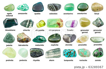 collection of various green gemstones with names 63289367