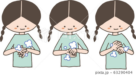 ていねいに手洗いをする女の子 63290404