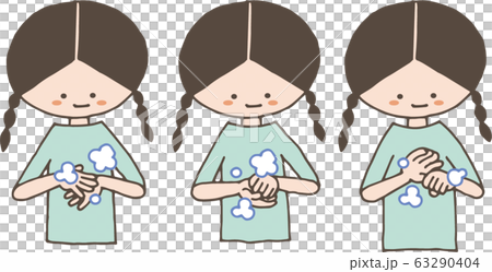 Girl washing hands carefully Girl washing hands carefully 63290404