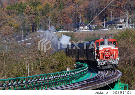 水郡線 第6久慈川橋梁を行く客車列車 水郡線 第6久慈川橋梁を行く客車列車 63291439