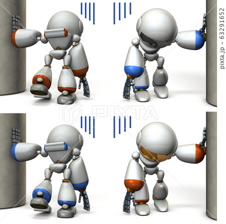 がっかりしてうなだれるロボット セット のイラスト素材