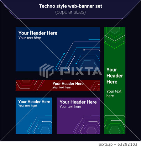 Set of web banners in techno electric style. 63292103