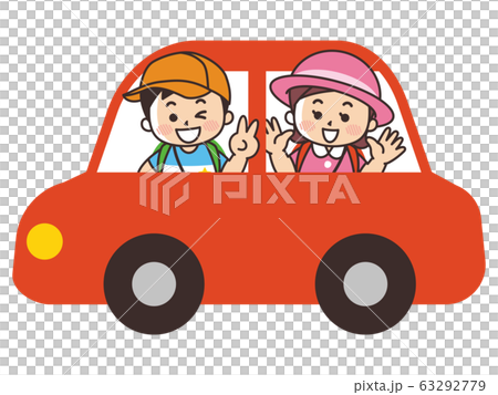 車に乗って出かける子供 旅行のイラスト素材