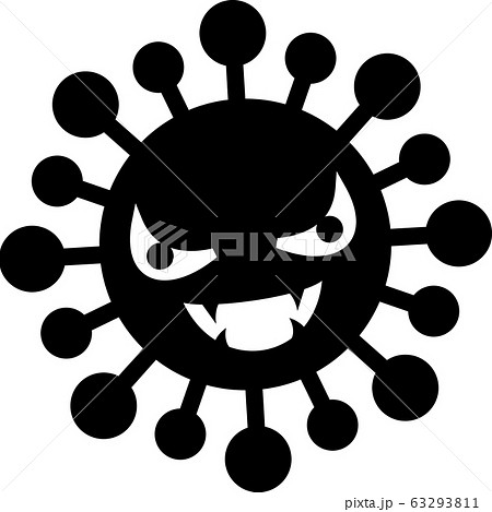 ばい菌キャラクター コロナウイルス風邪インフルエンザ 白黒 ばい菌キャラクター コロナウイルス風邪インフルエンザ 白黒 63293811