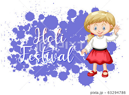 Happy Holi festival poster design with colorful 63294786