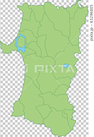 秋田県の地図_市町村別 63296805