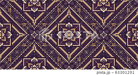 Rectangular seamless Bandana Print vector design for rug, carpet, tapis, shawl, towel, textile, yoga mat. Neck scarf or kerchief pattern design. Traditional ornamental ethnic pattern with paisley. 63301201