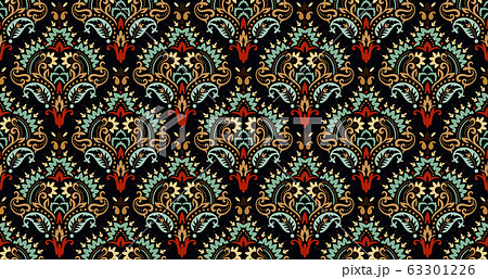 Rectangular seamless Bandana Print vector design for rug, carpet, tapis, shawl, towel, textile, yoga mat. Neck scarf or kerchief pattern design. Traditional ornamental ethnic pattern with paisley. Rectangular seamless Bandana Print vector design for rug, carpet, tapis, shawl, towel, textile, yoga mat. Neck scarf or kerchief pattern design. Traditional ornamental ethnic pattern with paisley. 63301226