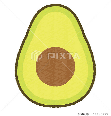手描き風かわいいアボカドのイラスト素材