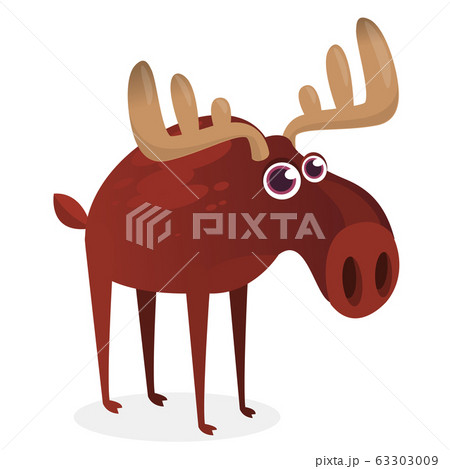 Happy Cartoon Moose Character Vector Moose のイラスト素材