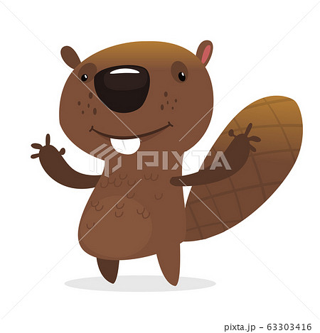 Cute Cartoon Beaver Brown Beaver Character のイラスト素材