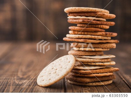 Stack of various organic crispy wheat, rye and 63303550