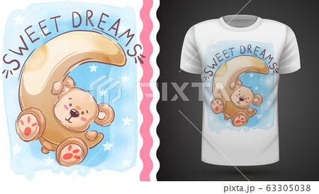 Moon and teddy - idea for print t-shirt Moon and teddy - idea for print t-shirt 63305038
