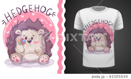 Cute hedgehog with flower - idea for print t-shirt 63305039
