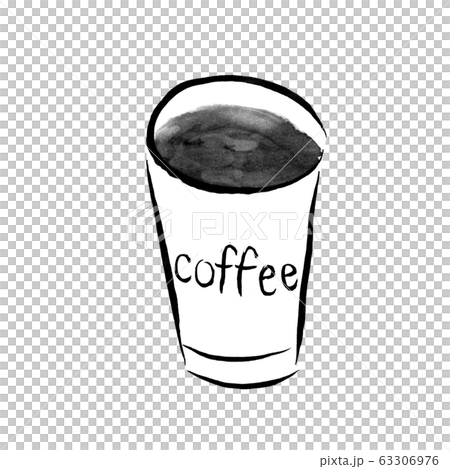 紙コップのコーヒー 墨の手描き のイラスト素材