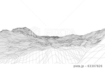 Abstract 3d wire-frame landscape. Blueprint style Abstract 3d wire-frame landscape. Blueprint style 63307826