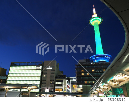 京都タワー グリーンライトアップ 京都タワー グリーンライトアップ 63308312