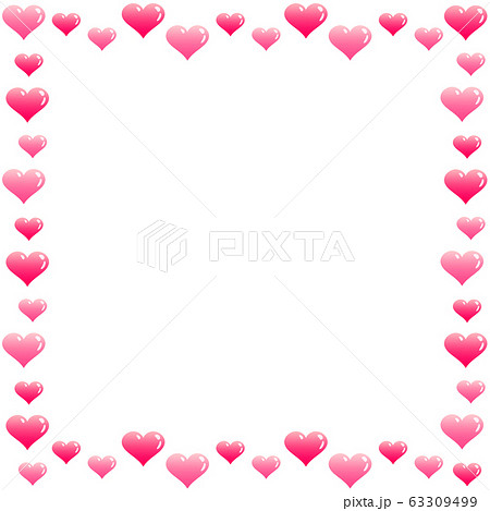 ハートのフレーム　正方形　ビビッドピンク 63309499