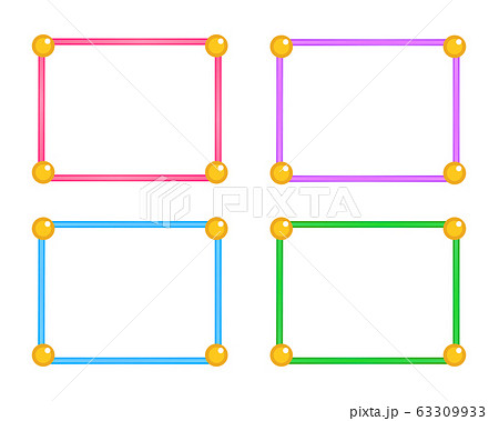 シンプルなワイプ枠 4色セット ピンク 紫 水色 黄緑のイラスト素材