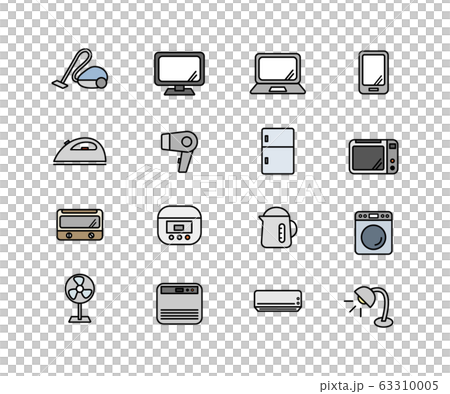 家電のアイコン 一人暮らし カラー シンプル おしゃれのイラスト素材