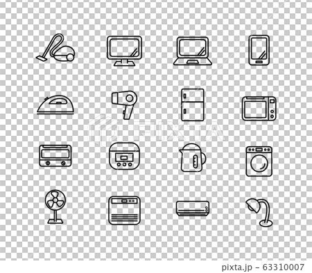 家電のアイコン 一人暮らし 白黒 シンプル おしゃれのイラスト素材