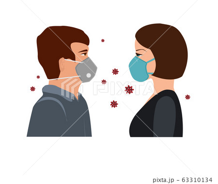COVID-19, 2019-nCoV concept. Woman and man with medical face masks. Stop coronavirus, vector illustration COVID-19, 2019-nCoV concept. Woman and man with medical face masks. Stop coronavirus, vector illustration 63310134