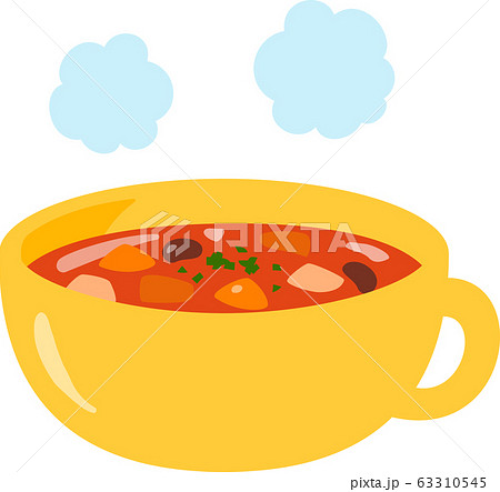 スープボウルに入ったトマトスープ のイラスト素材