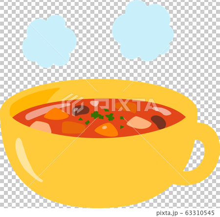スープボウルに入ったトマトスープ のイラスト素材 [63310545
