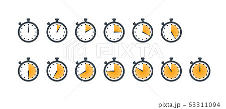 Set of sport stopwatch icons showing time 63311094