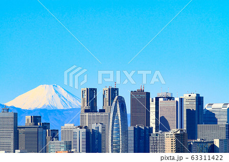 東京都 都市風景 富士山と新宿のビル街 東京都 都市風景 富士山と新宿のビル街 63311422