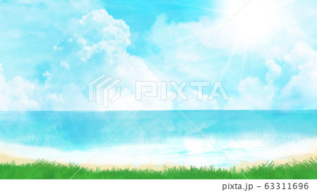 リゾート地 海 夏 青空 光 背景イラストのイラスト素材
