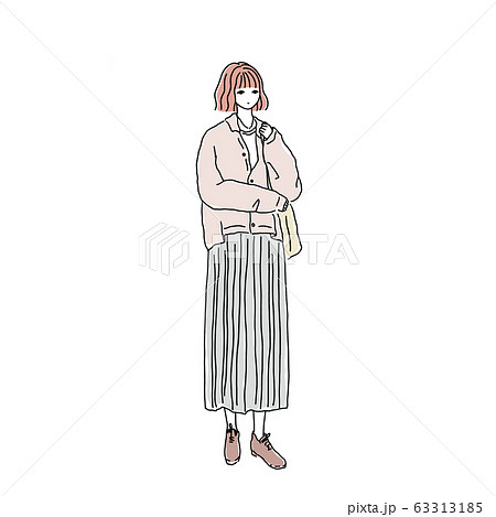ロングスカートの女性のイラスト素材