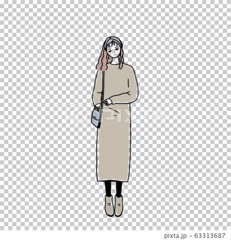 ヘアバンドとワンピースの女性 63313687