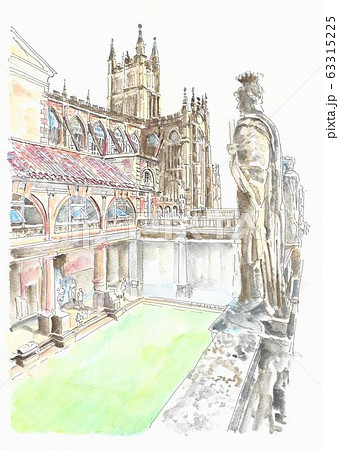 世界遺産の街並み・イギリス・バースのローマン浴場 63315225