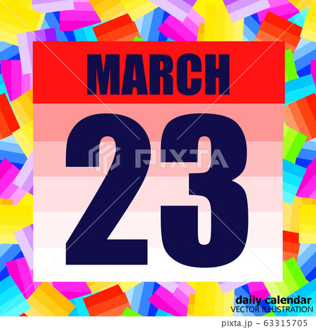 March 23 icon. For planning important day. Banner for holidays and special days. March twenty third. 63315705