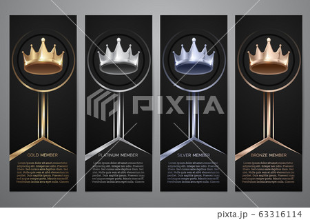 Metalic crown in black banner, Gold, Platinum, 63316114