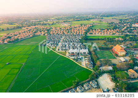 rice field and housing estate rice field and housing estate 63316205