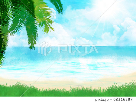 リゾート地 海 夏 青空 光 背景イラストのイラスト素材 63316297 Pixta